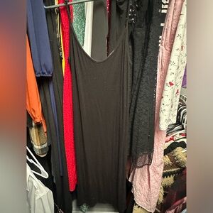 Basic Black Spaghetti Strap Dress - M